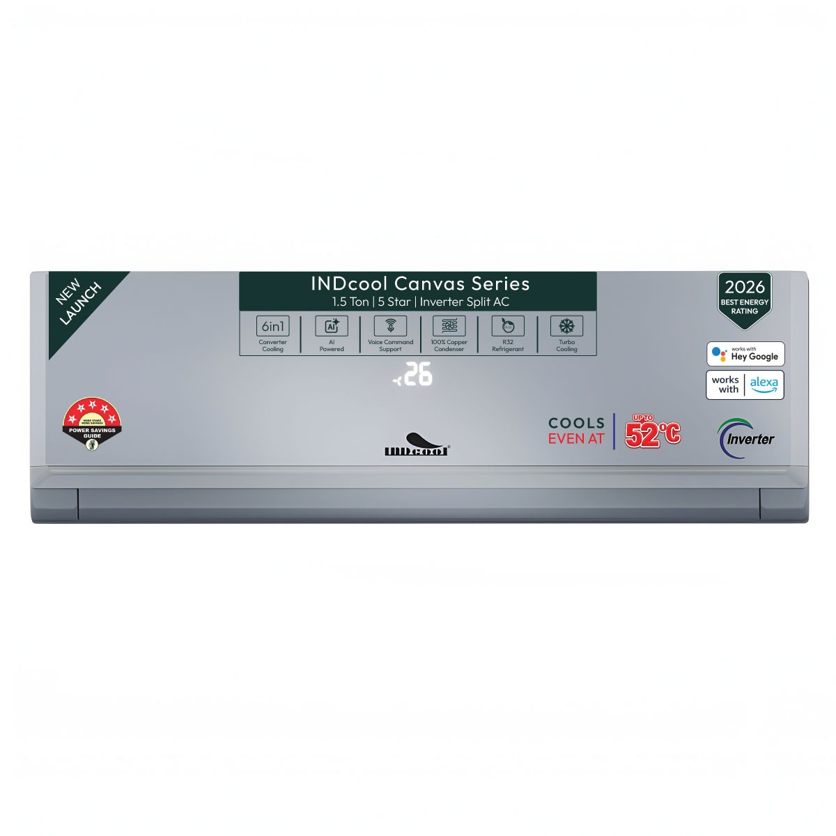Canvas: IDCACSBF16K5CFG (Model 2026): 1.3 Ton 5 Star Inverter Split  Air Conditioner (Fog)