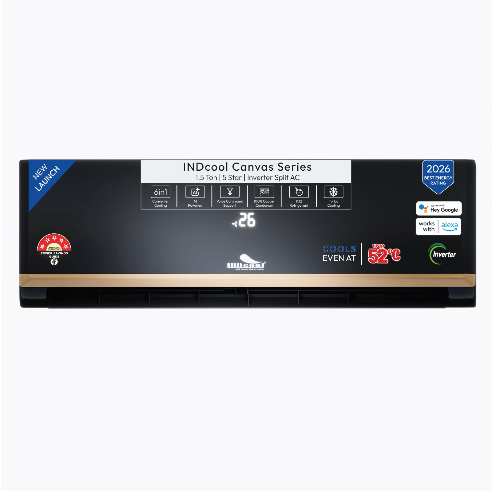 Canvas: IDCACSBF16K5CMN (Model 2026): 1.3 Ton 5 Star Inverter Split  Air Conditioner (Midnight)