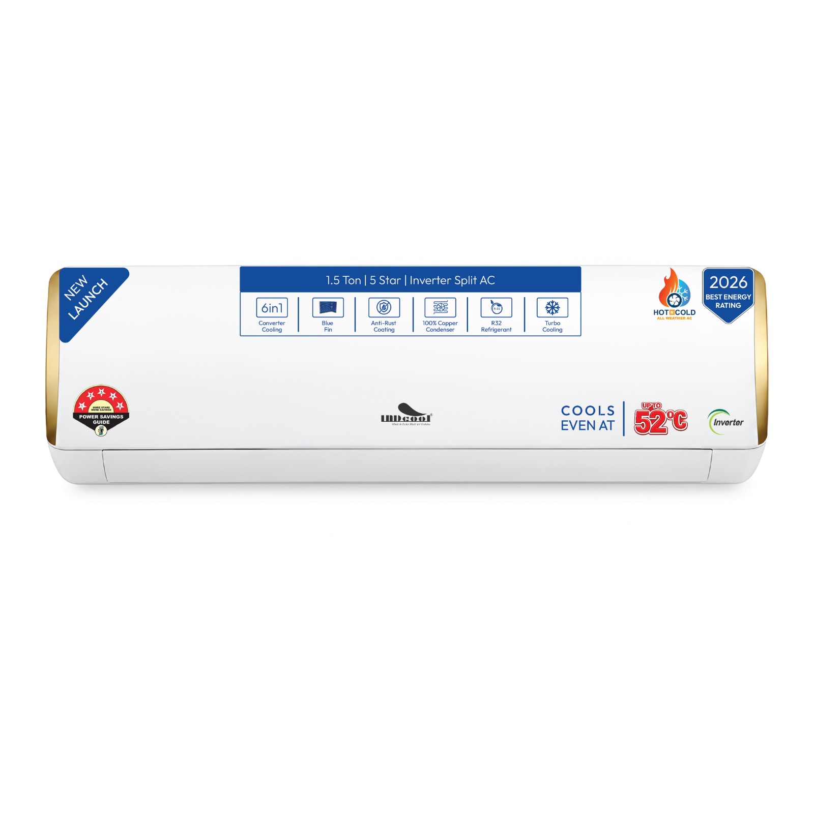 IDCACSBF18K5HC (Model 2026): 1.5 Ton 5 Star Hot and Cold Inverter Split Air Conditioner (All Weather)